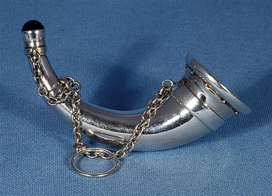 A Victorian silver cornucopia shaped vinaigrette and scent bottle, Length 4”/102mm Weight 2oz/58grms